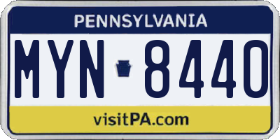 PA license plate MYN8440