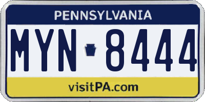 PA license plate MYN8444