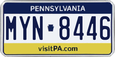 PA license plate MYN8446