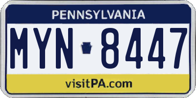 PA license plate MYN8447