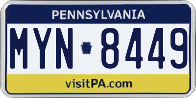 PA license plate MYN8449