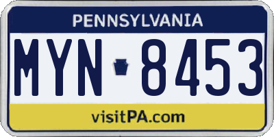PA license plate MYN8453