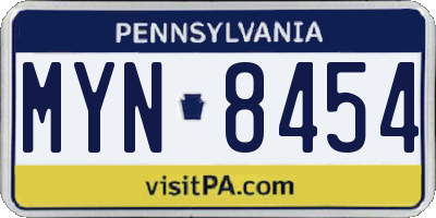 PA license plate MYN8454