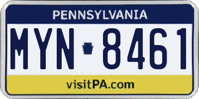 PA license plate MYN8461