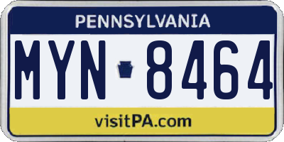 PA license plate MYN8464