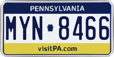 PA license plate MYN8466