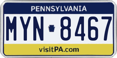 PA license plate MYN8467