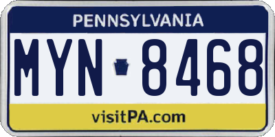 PA license plate MYN8468