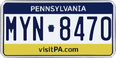 PA license plate MYN8470