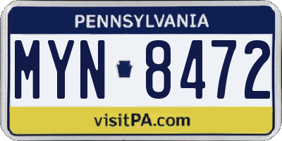 PA license plate MYN8472