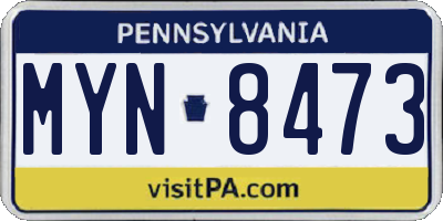 PA license plate MYN8473