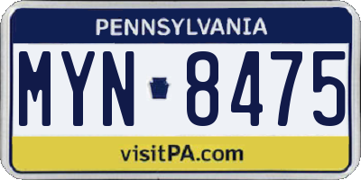 PA license plate MYN8475