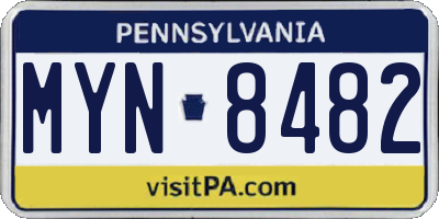 PA license plate MYN8482