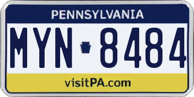 PA license plate MYN8484
