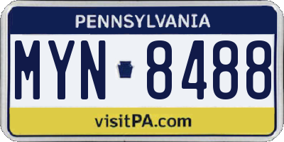 PA license plate MYN8488