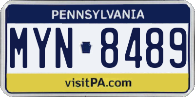 PA license plate MYN8489