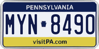 PA license plate MYN8490