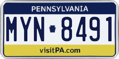 PA license plate MYN8491