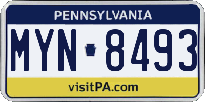 PA license plate MYN8493