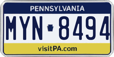PA license plate MYN8494