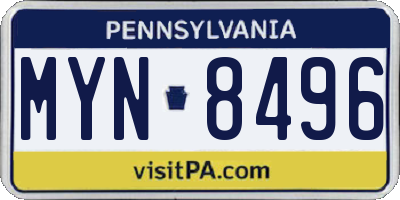 PA license plate MYN8496