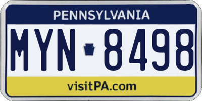 PA license plate MYN8498