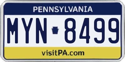 PA license plate MYN8499