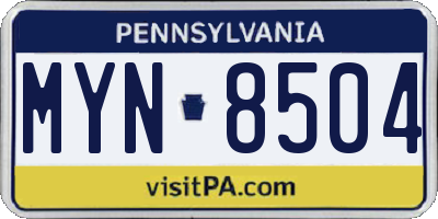 PA license plate MYN8504