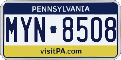 PA license plate MYN8508
