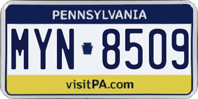 PA license plate MYN8509