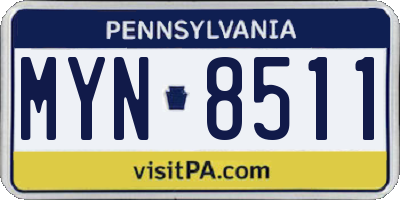 PA license plate MYN8511
