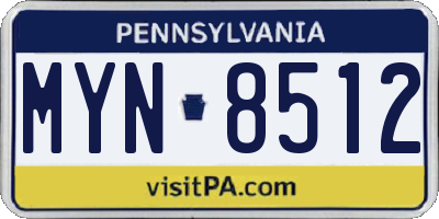 PA license plate MYN8512