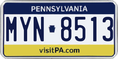 PA license plate MYN8513