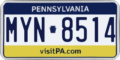 PA license plate MYN8514