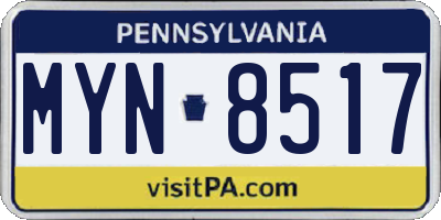 PA license plate MYN8517