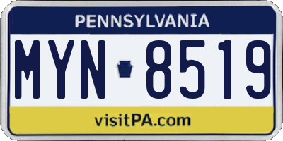 PA license plate MYN8519