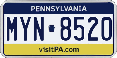 PA license plate MYN8520