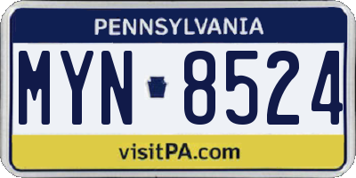 PA license plate MYN8524