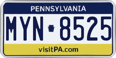 PA license plate MYN8525