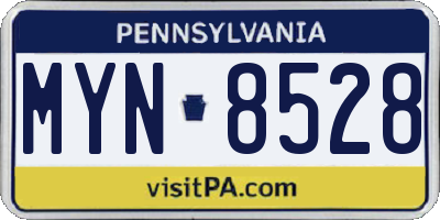 PA license plate MYN8528