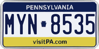 PA license plate MYN8535