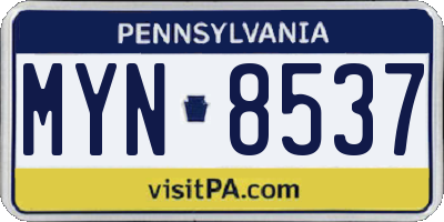 PA license plate MYN8537