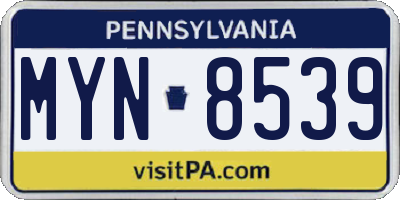 PA license plate MYN8539