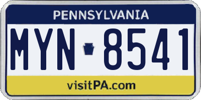 PA license plate MYN8541