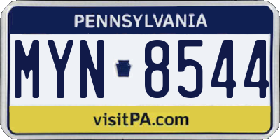 PA license plate MYN8544