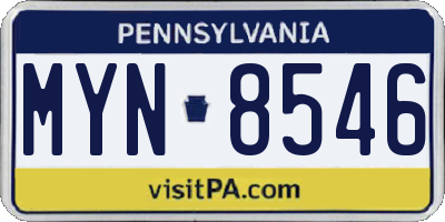 PA license plate MYN8546