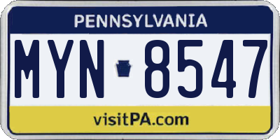 PA license plate MYN8547