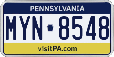 PA license plate MYN8548