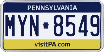 PA license plate MYN8549