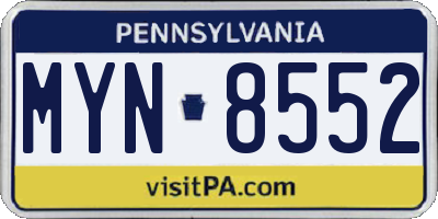 PA license plate MYN8552